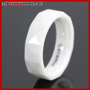 SIZE 8.5 6MM WHITE CERAMIC WEDDING BAND RING R0901C