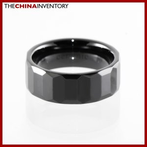 8MM SIZE 8.5 CERAMIC FACETED WEDDING BAND RING R1409