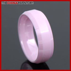 8MM SIZE 11 PINK CERAMIC BEVELED EDGE BAND RING R3402