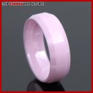 8MM SIZE 6 PINK CERAMIC BEVELED EDGE BAND RING R3402