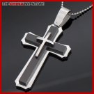LARGE STAINLESS STEEL TRIPLE LAYER CROSS PENDANT P3705