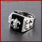 SIZE 10.5 STAINLESS STEEL FLEUR DE LIS RING R0410