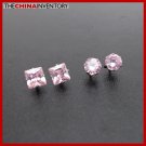 2 PAIRS STAINLESS STEEL PINK CZ STUD EARRINGS E4016E