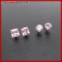 2 PAIRS STAINLESS STEEL PINK CZ STUD EARRINGS E4016E