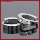 3MM STAINLESS STEEL TWO CZ HUGGIE HOOP EARRINGS E3704A