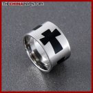 STAINLESS STEEL CROSS LASER MARK RING SIZE 12