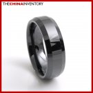 7MM SIZE 5 BLACK CERAMIC BEVELED EDGE BAND RING R3801