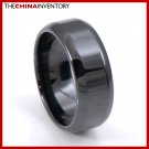 8MM SIZE 5 BLACK CERAMIC BEVELED EDGE BAND RING R3802