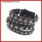 FASHIONABLE BLACK LEATHER BRACELET BANGLE B3804