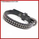 BLACK LEATHER BRACELET BELT LIKE BANGLE B3806A