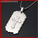 STAINLESS STEEL CROSS DOG TAG NECKLACE P3902