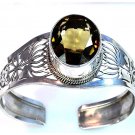 Bi-Color Lemon Quartz 925 Silver Bangle Bracelet 7.2"
