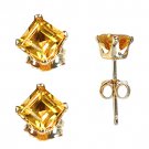 Citrine(4x4mm) 10K Yellow Gold Stud Earrings