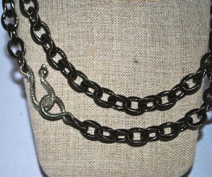Gun Metal with Silver Snake Clasp Necklace - Shoshanna Lee