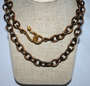 Brass Metal with Gold Snake Clasp Necklace - Shoshanna Lee
