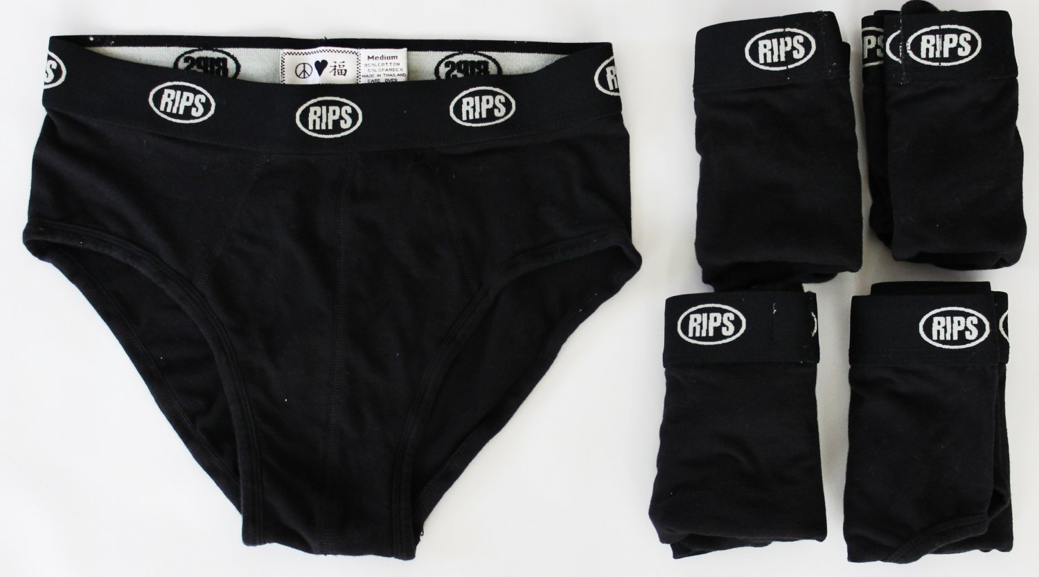 RIPS Men's 5 Pair LowRise Pouch Briefs Black Medium Spandex
