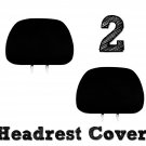 Solid Black Universal Pu Leather with Lycra Backing Headrest Covers for Cars Set of 2