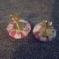 White Lace And Red Button Earrings