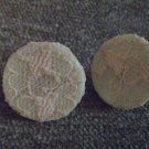 Beige Lace And Green Button Earrings