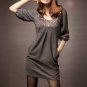 Gray Studded Dress, Olive Green, XS