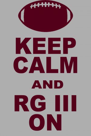 XXL - Ash Gray - "KEEP CALM AND RG III ON" Robert Griffin 3 T-shirt Washington Redskins