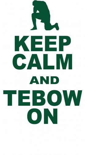 Medium - White - "KEEP CALM AND TEBOW ON" Tim Tebow T-shirt New York Jets