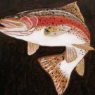 Collector's Leather Painting Of Trophy Rainbow Trout Item 158