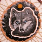 Leather Painting Of Wolf Spirit & Cedar Hoop Item 176