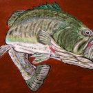 Collector's  Leather Painting Of Trophy Black Bass Item 157