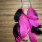 pink/black feather earrings