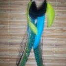 Teal/yellow peacock feather earrings