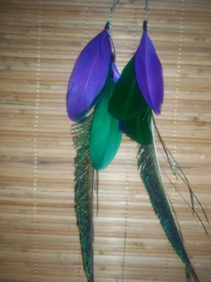 Mardi Grai peacock feather earrings