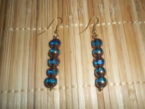 Teal/Gold round dangles