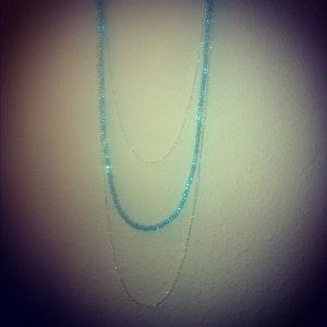 Beaded Crystal Blue Necklace Earring