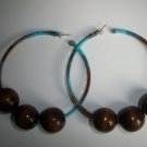Large Multi Colored Aqua/Brn Cotton Candy Hoops