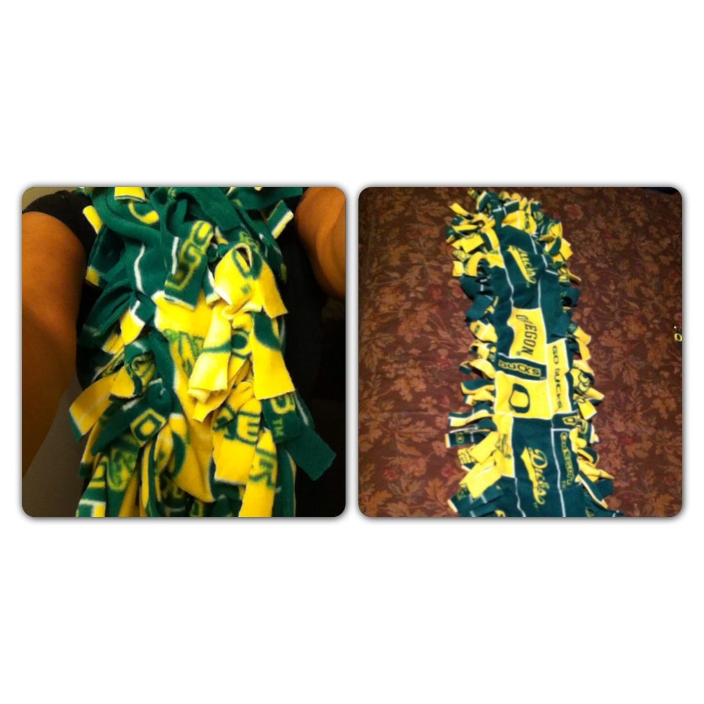 Handmade Oregon Ducks fleece scarf