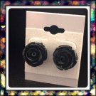 Handmade Black Rose Studs