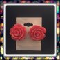 Handmade Red Rose Studs