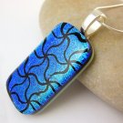 Blue Tesselation Dichroic Fused Glass Pendant