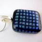 Blue-Green Squares Dichroic Fused Glass Pendant