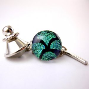 Green Dichroic Glass Tie Tack