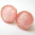 Pink Spirals Dichroic Glass Earrings