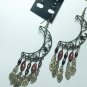 Copper tone moon style earring with brown dangle bead