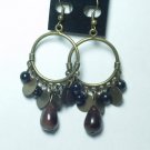 Copper tone earring with tear drop style boulder bead