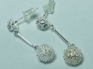 Dangle Ball stardust style Earring with silver stud