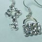 Rhinestone Lock and Key style Earring with silver hook