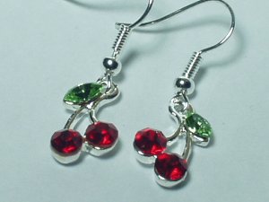 Gemstone style Red Cherry Earring with silver hook