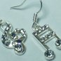 Rhinestone style music note earring with silver hook