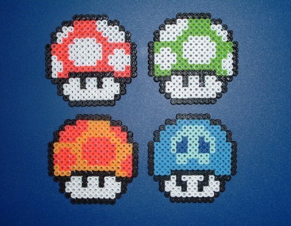 Mario Mushroom Sprites Set (4 pcs)