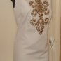 ELLEN TRACY WOMENS ANTIQUE BEIGE DAY DRESS WITH BRASS DESIGN BEADING